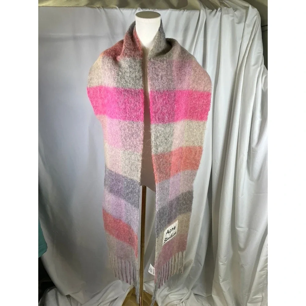Acne Pink and Gray Striped Scarf - Picture 10 of 10